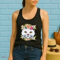 Cat Lover Spring Floral Gift Women's Tank Top thumb 2