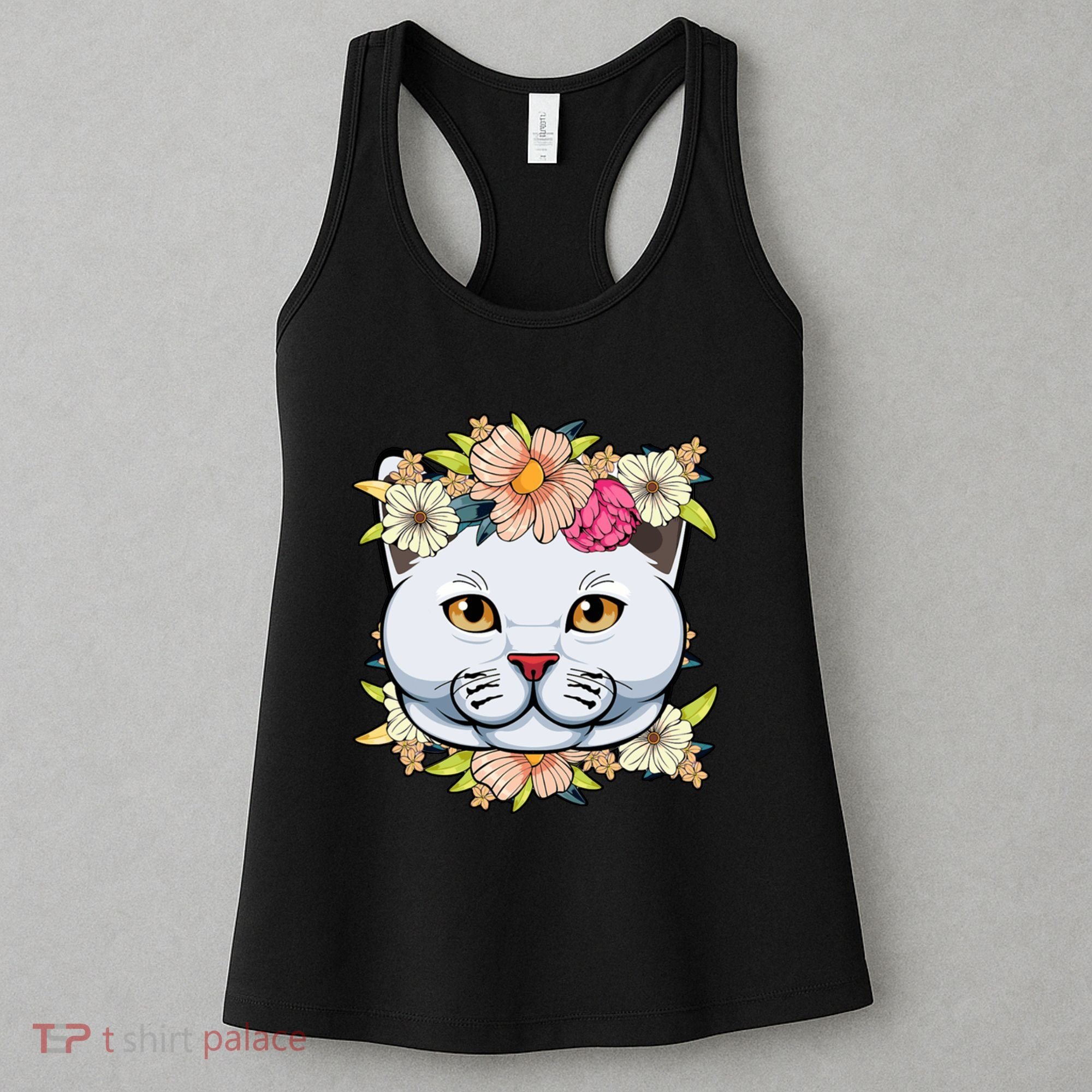 Cat Lover Spring Floral Gift Women's Tank Top