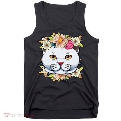 Cat Lover Spring Floral Gift Tank Top