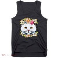 Cat Lover Spring Floral Gift Tank Top thumb 0