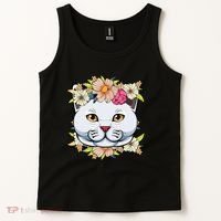Cat Lover Spring Floral Gift Tank Top thumb 2