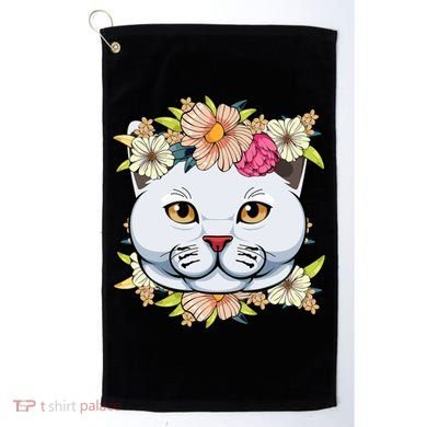 Cat Lover Spring Floral Gift Golf Towel