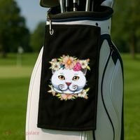 Cat Lover Spring Floral Gift Golf Towel thumb 2