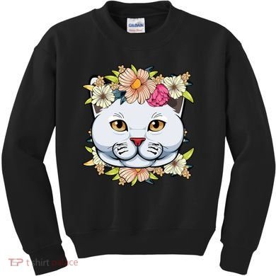 Cat Lover Spring Floral Gift Kids Sweatshirt