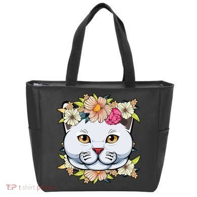 Cat Lover Spring Floral Gift Tote Bag