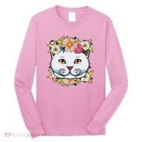 Cat Lover Spring Floral Gift Long Sleeve Shirt thumb 0