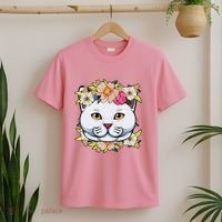 Cat Lover Spring Floral Gift T-Shirt thumb 2
