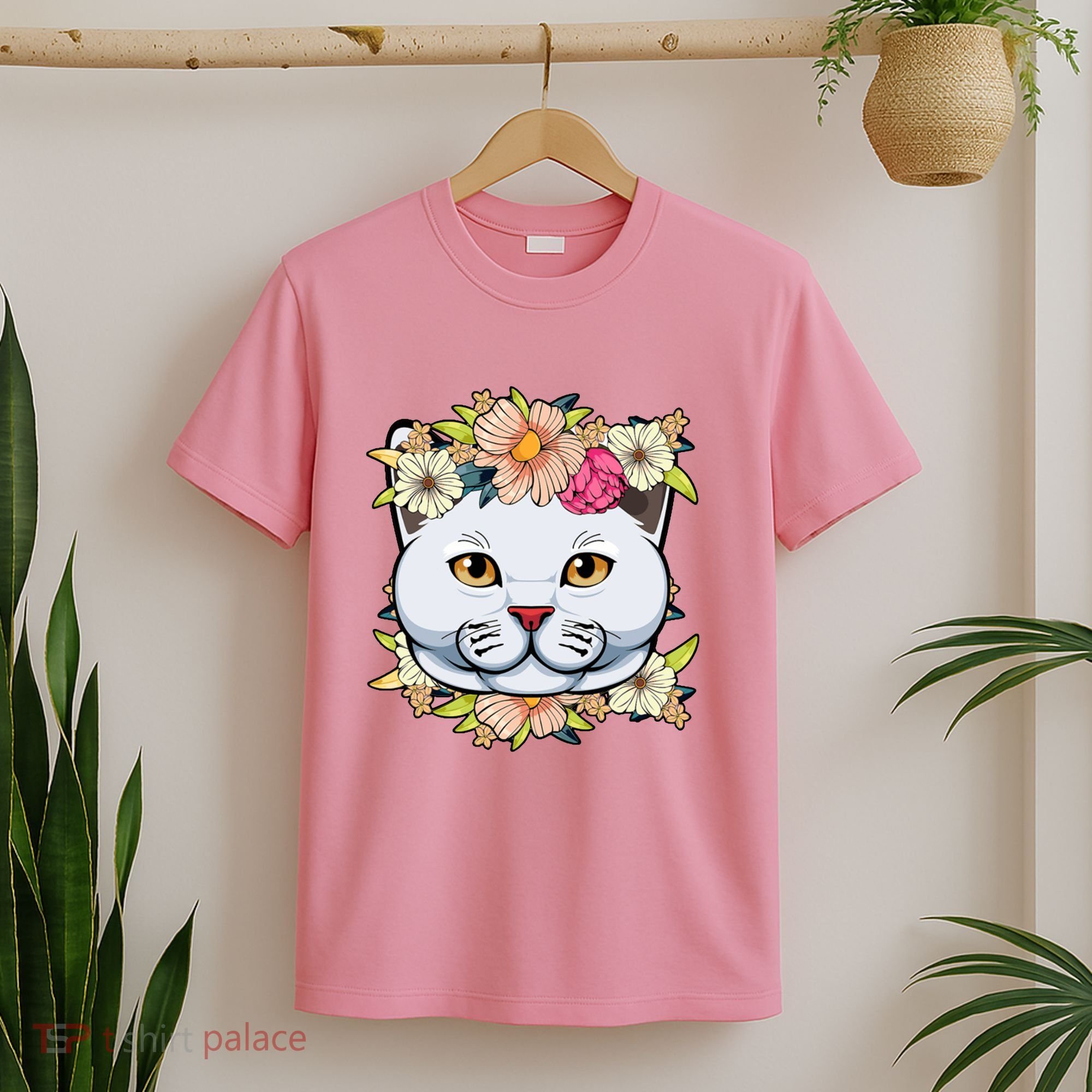 Cat Lover Spring Floral Gift T-Shirt