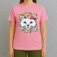 Cat Lover Spring Floral Gift T-Shirt thumb 4