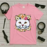 Cat Lover Spring Floral Gift T-Shirt thumb 5