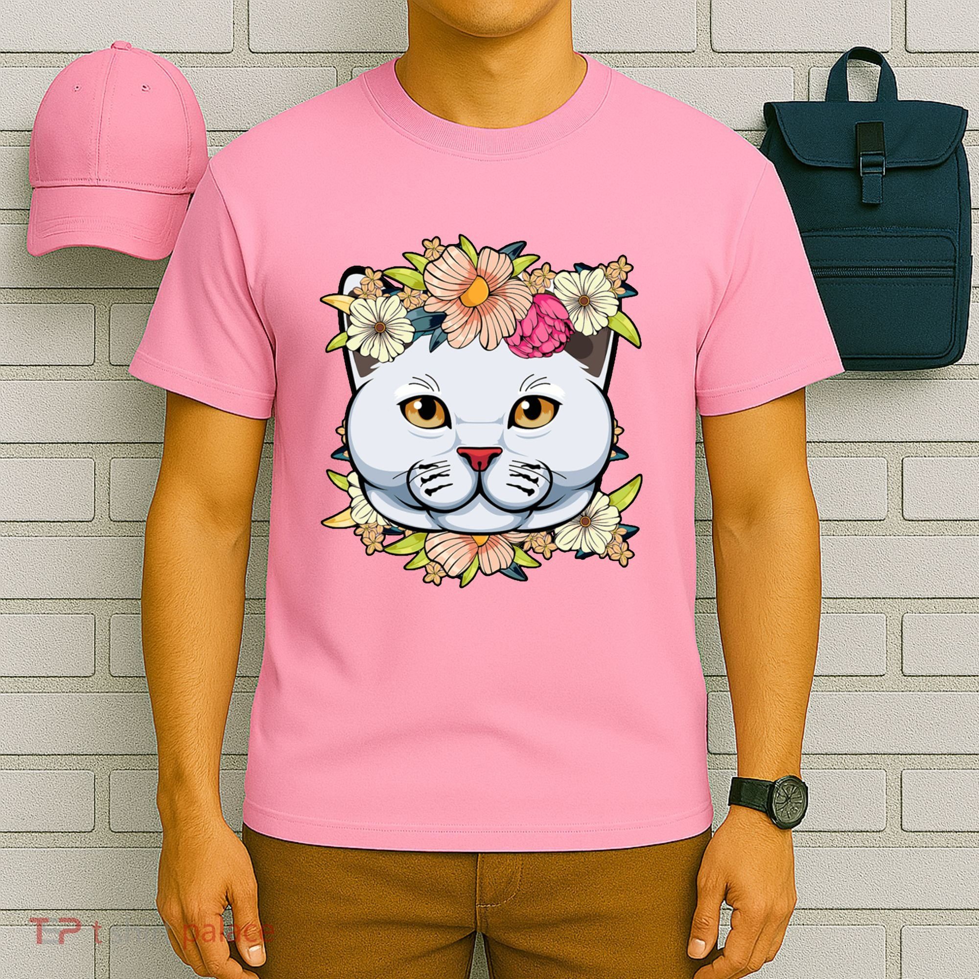 Cat Lover Spring Floral Gift T-Shirt
