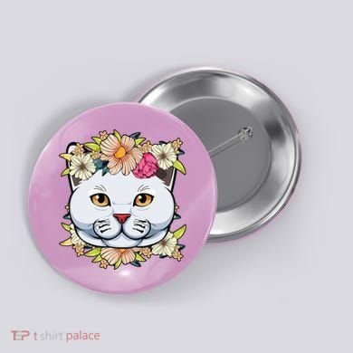 Cat Lover Spring Floral Gift Button