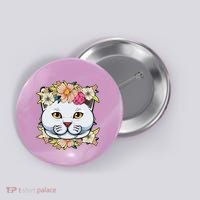 Cat Lover Spring Floral Gift Button thumb 0
