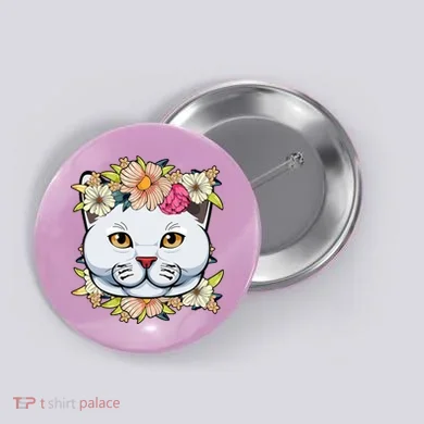 Cat Lover Spring Floral Gift Button