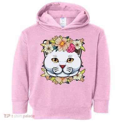 Cat Lover Spring Floral Gift Toddler Hoodie