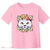 Cat Lover Spring Floral Gift Toddler T-Shirt thumb 0