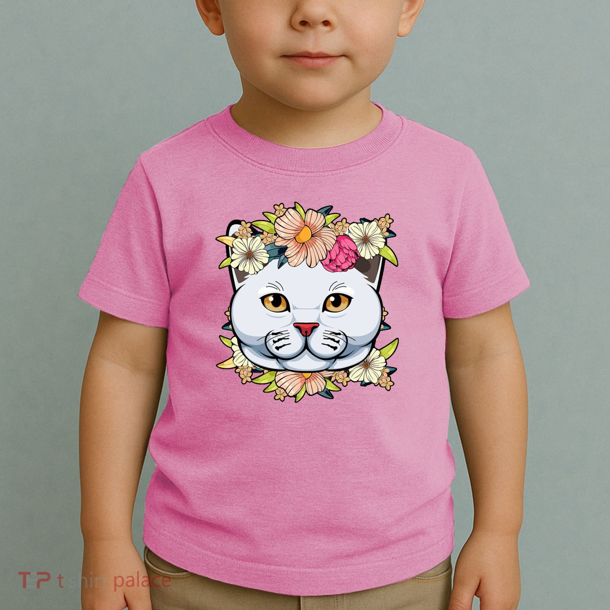 Cat Lover Spring Floral Gift Toddler T-Shirt