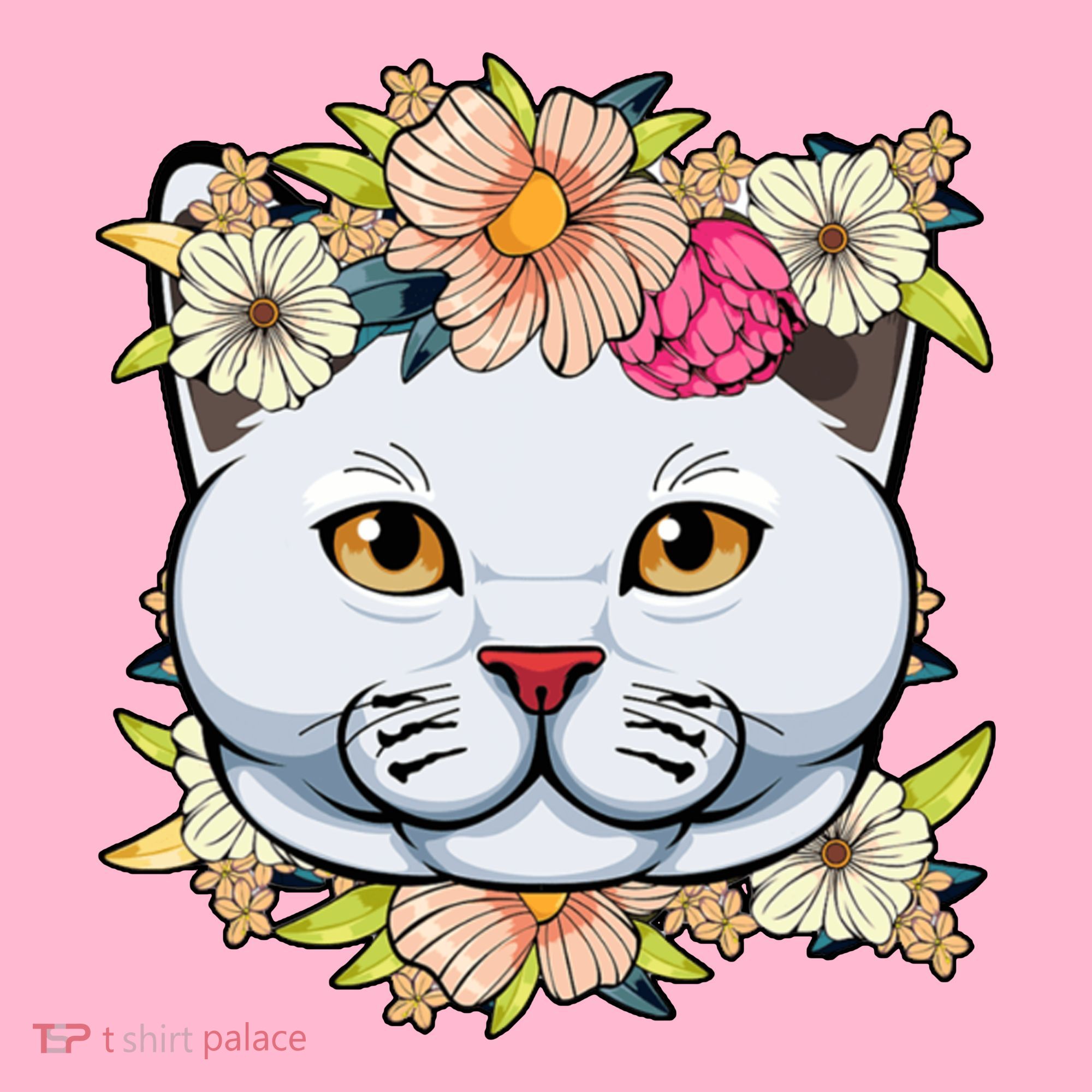 Cat Lover Spring Floral Gift Women's T-Shirt