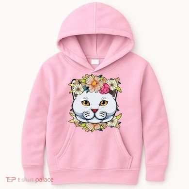 Cat Lover Spring Floral Gift Kids Hoodie