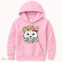 Cat Lover Spring Floral Gift Kids Hoodie thumb 0