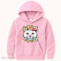 Cat Lover Spring Floral Gift Kids Hoodie thumb 0