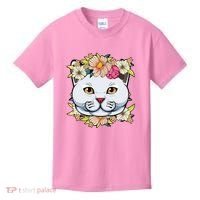 Cat Lover Spring Floral Gift Kids T-Shirt thumb 0