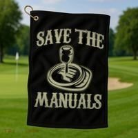 Car Lover Save The Manuals Stick Shift Golf Towel thumb 1
