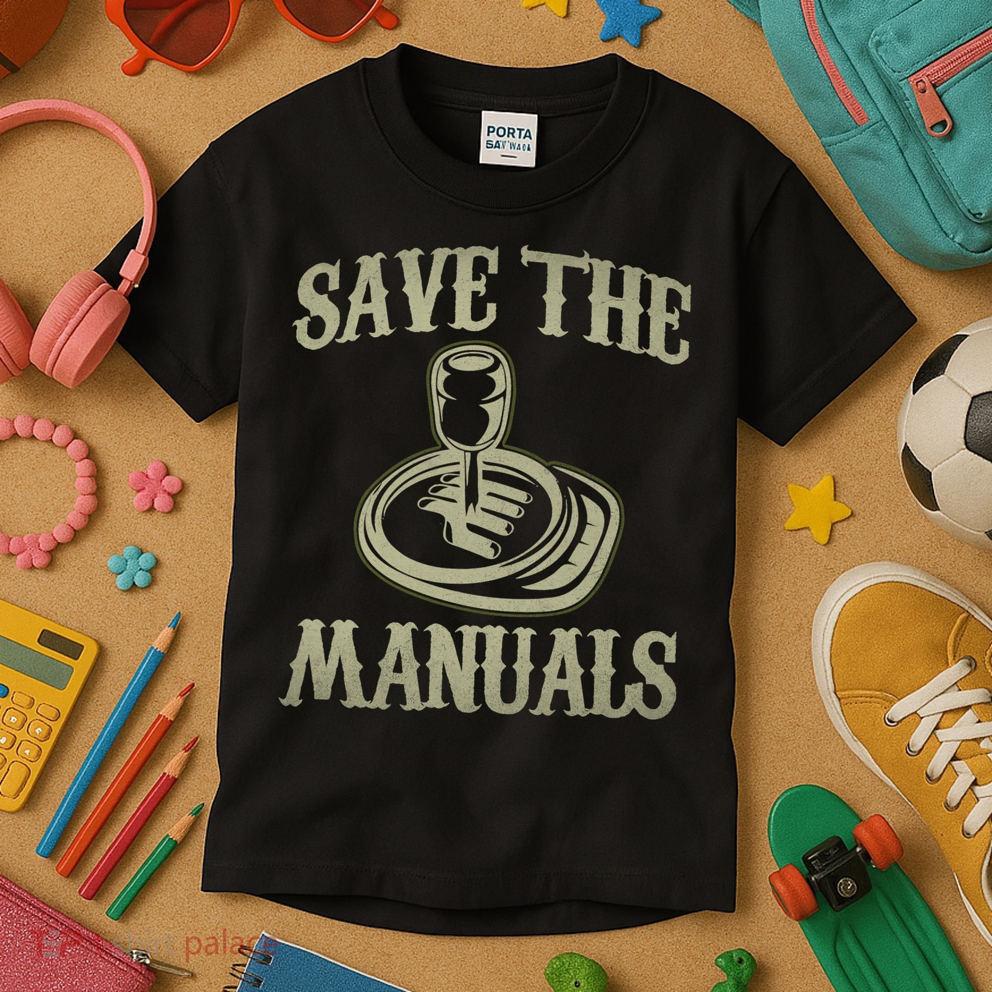 Car Lover Save The Manuals Stick Shift Kids T-Shirt