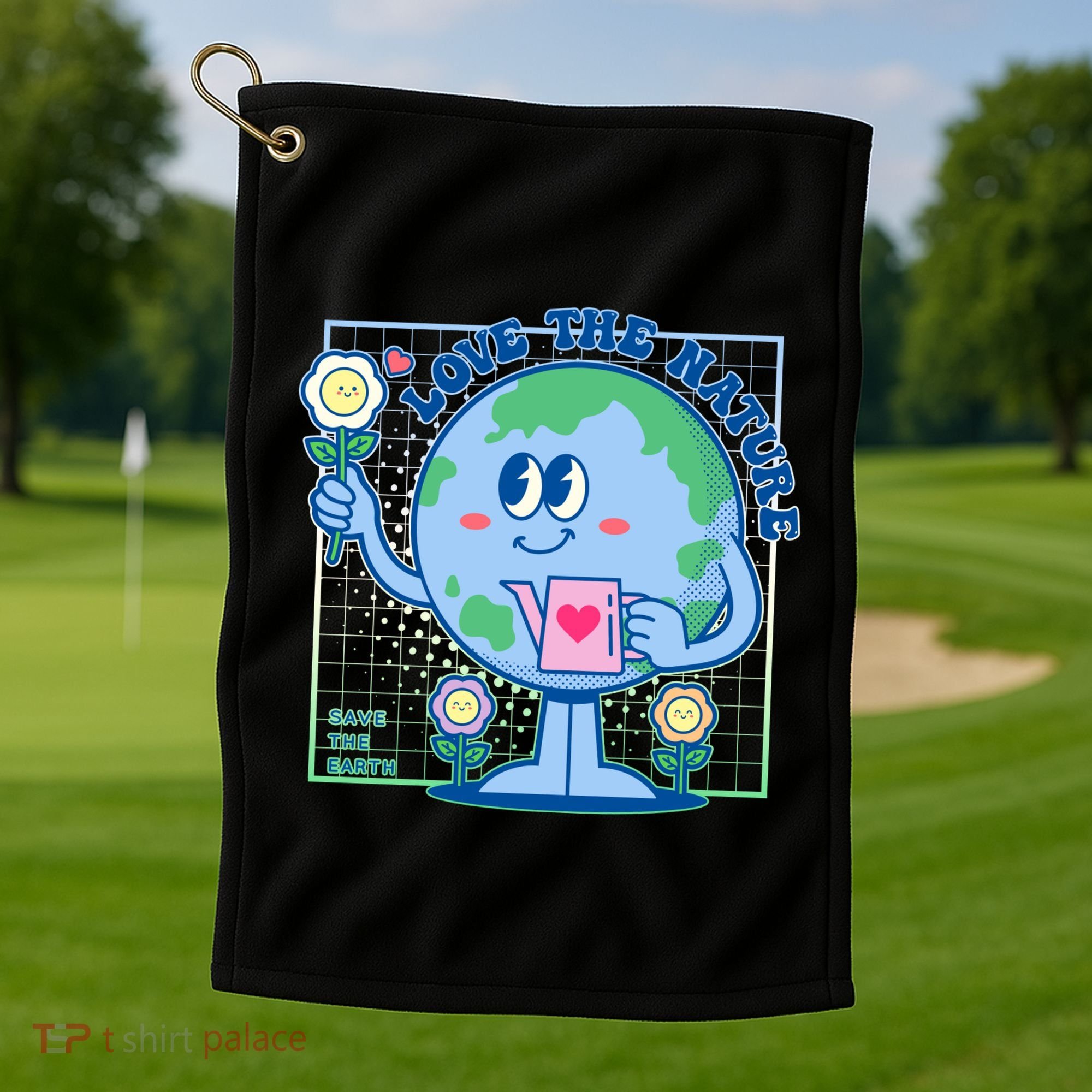 Cute Love The Nature Save The Earth Celebrate Earth Day Golf Towel