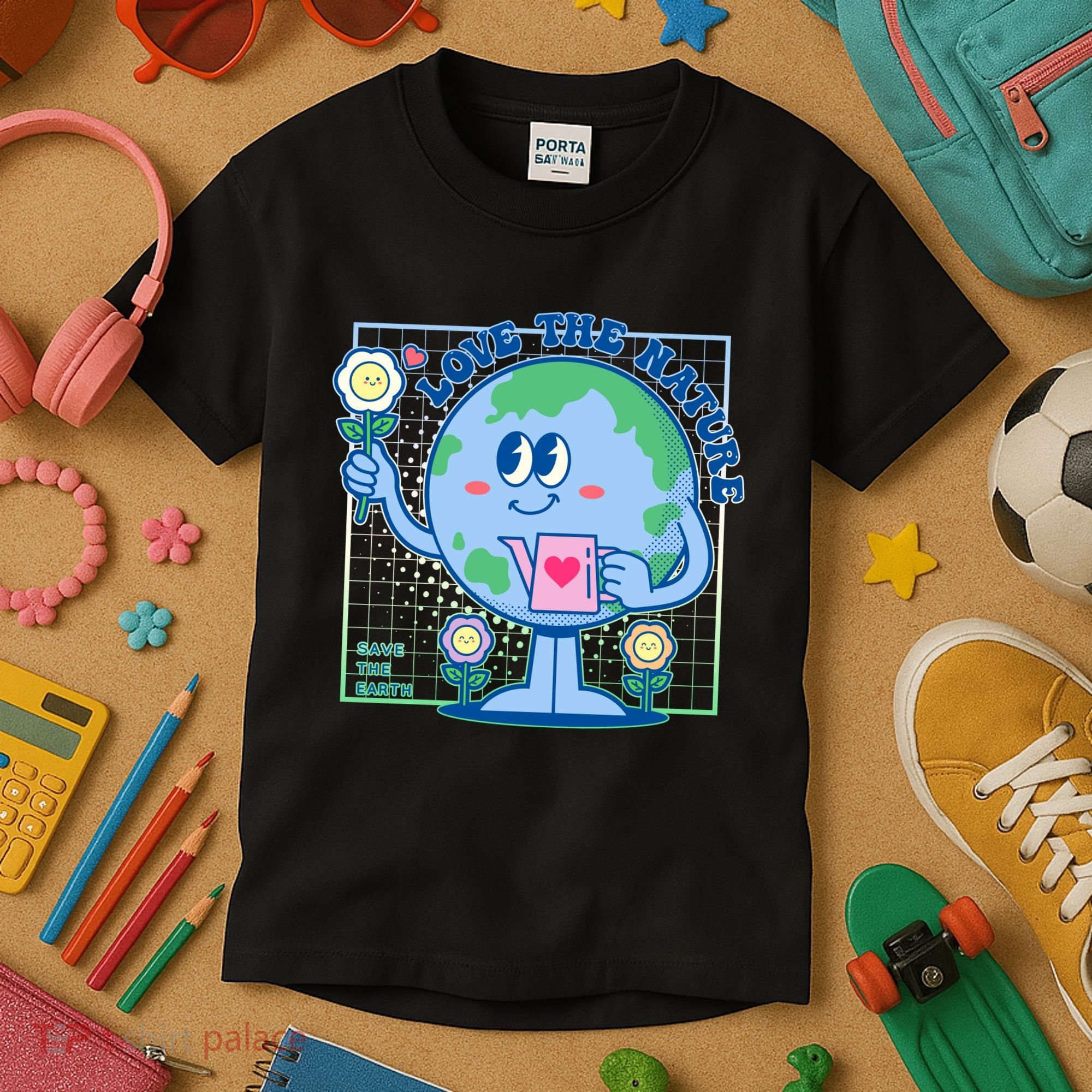 Cute Love The Nature Save The Earth Celebrate Earth Day Kids T-Shirt