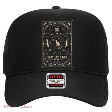 Cat Lady Tarot Card Mystical Witchy Moon Phase Pet Cat Hat