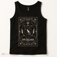 Cat Lady Tarot Card Mystical Witchy Moon Phase Pet Cat Tank Top thumb 2