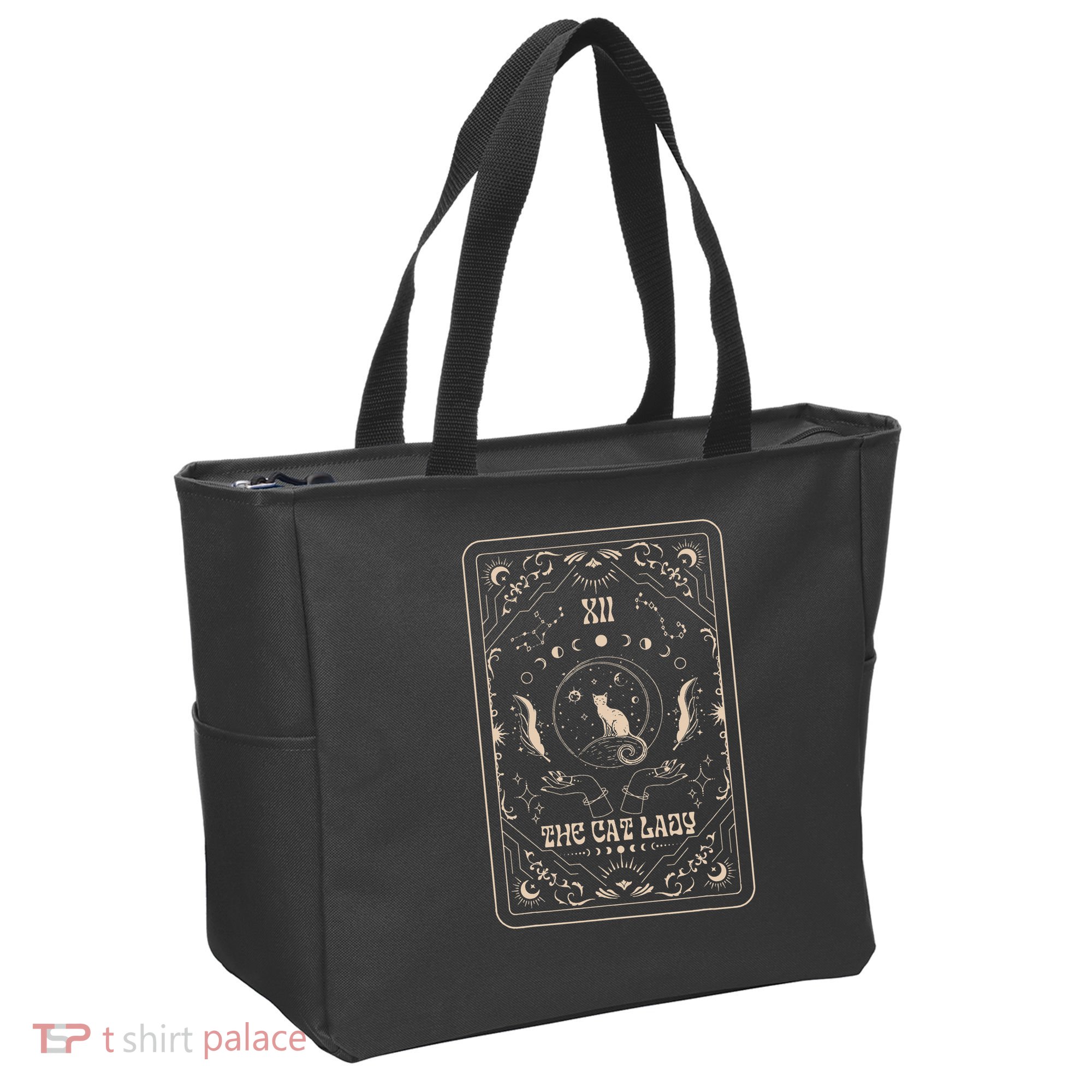 Cat Lady Tarot Card Mystical Witchy Moon Phase Pet Cat Tote Bag