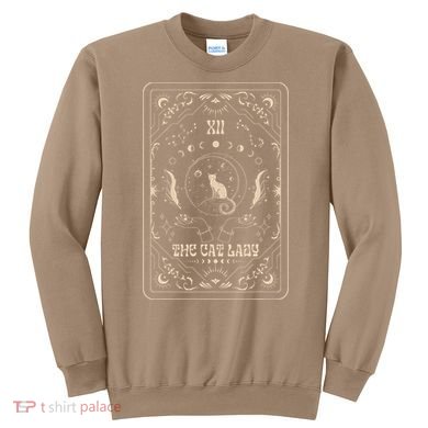 Cat Lady Tarot Card Mystical Witchy Moon Phase Pet Cat Sweatshirt