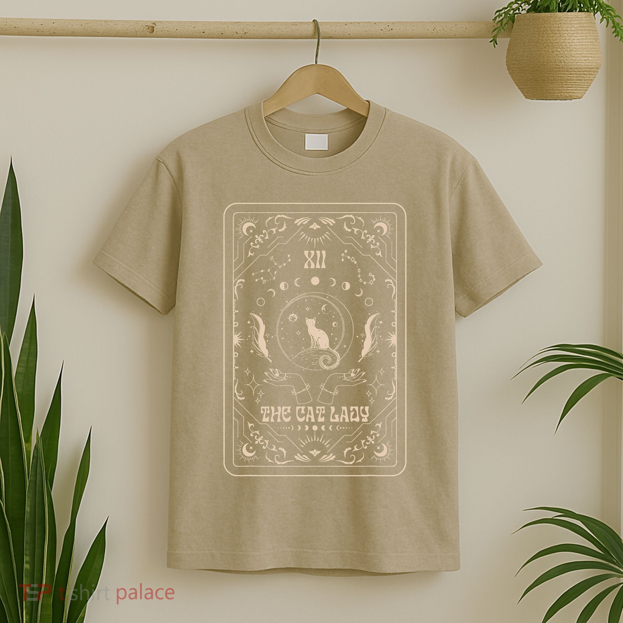 Cat Lady Tarot Card Mystical Witchy Moon Phase Pet Cat T-Shirt