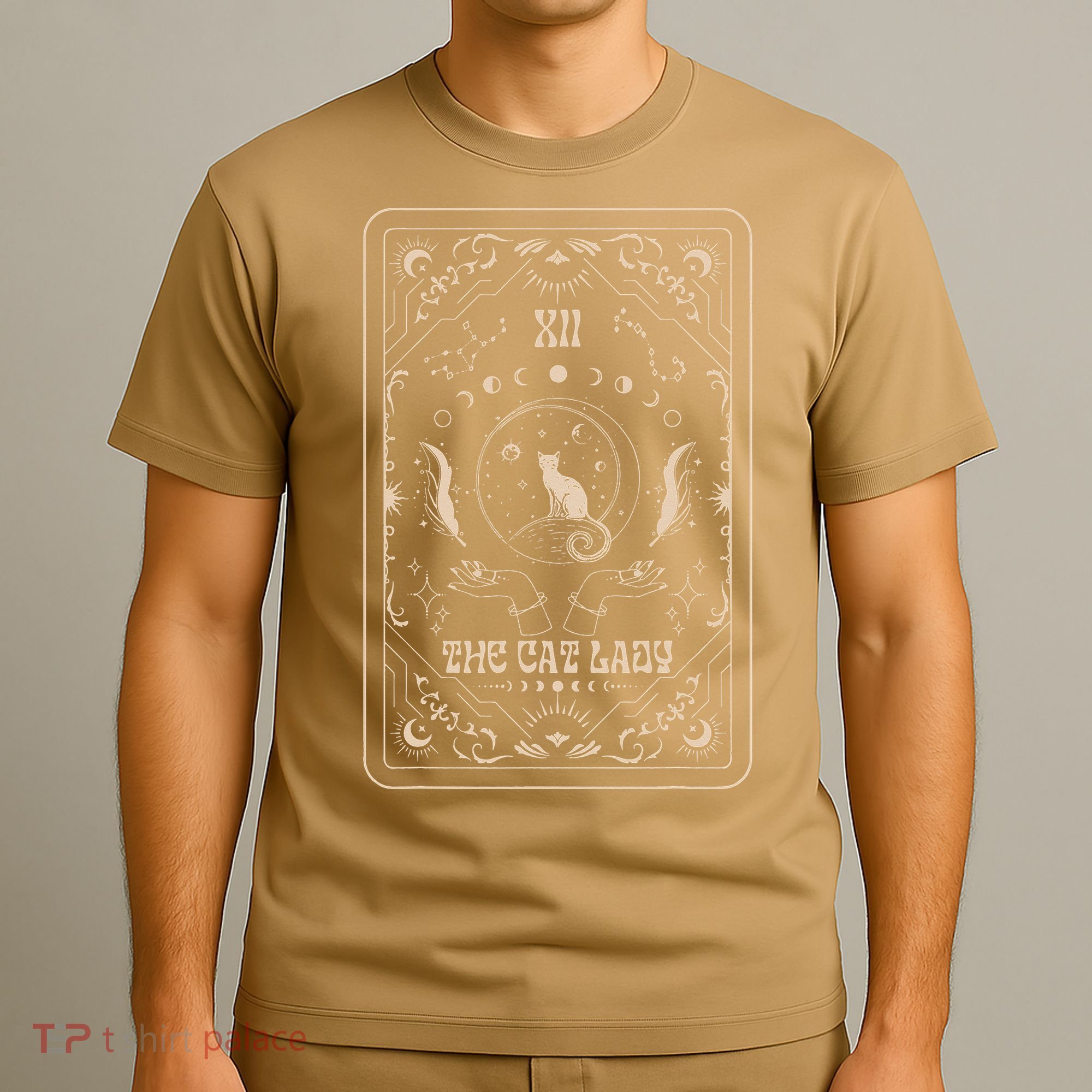 Cat Lady Tarot Card Mystical Witchy Moon Phase Pet Cat T-Shirt