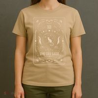Cat Lady Tarot Card Mystical Witchy Moon Phase Pet Cat T-Shirt thumb 4