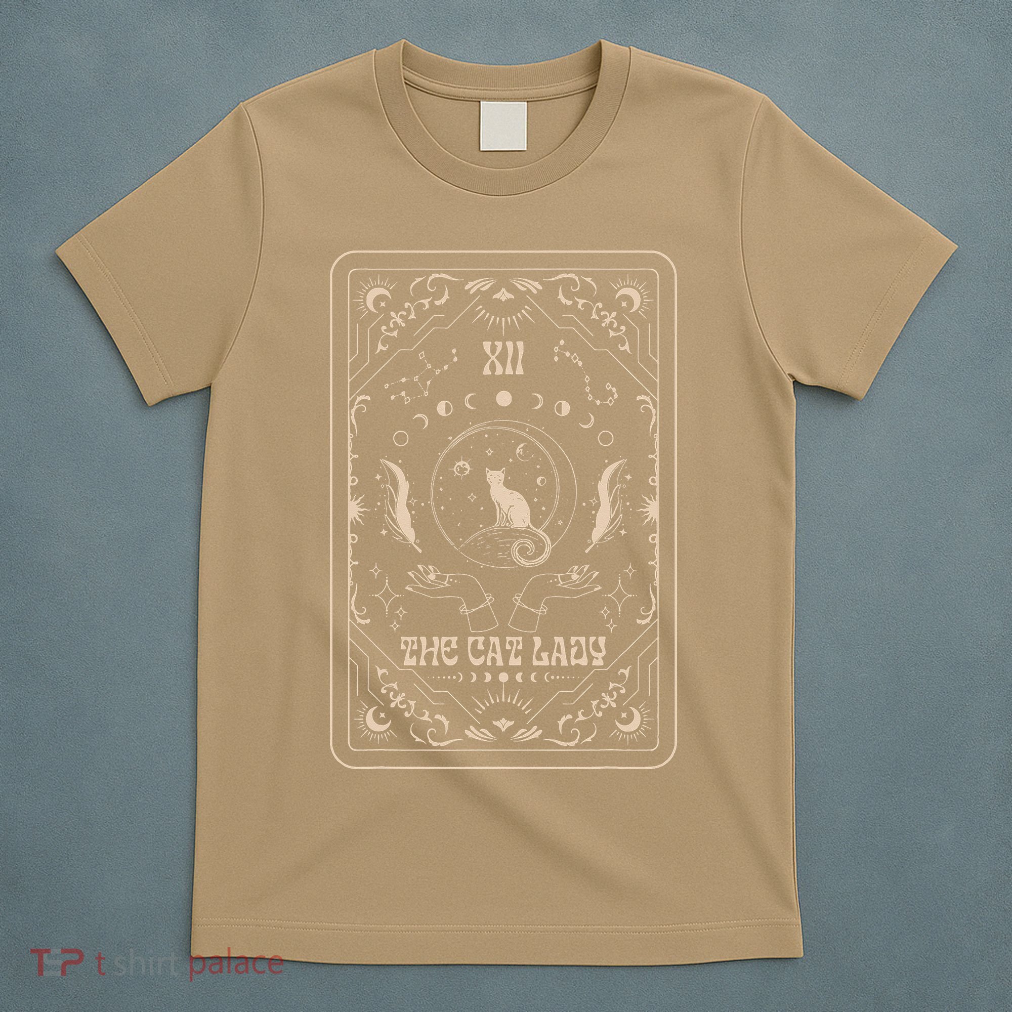 Cat Lady Tarot Card Mystical Witchy Moon Phase Pet Cat T-Shirt