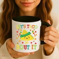 Cute Lets Taco Bout It Funny Mexican Taco Coffee Mug thumb 3