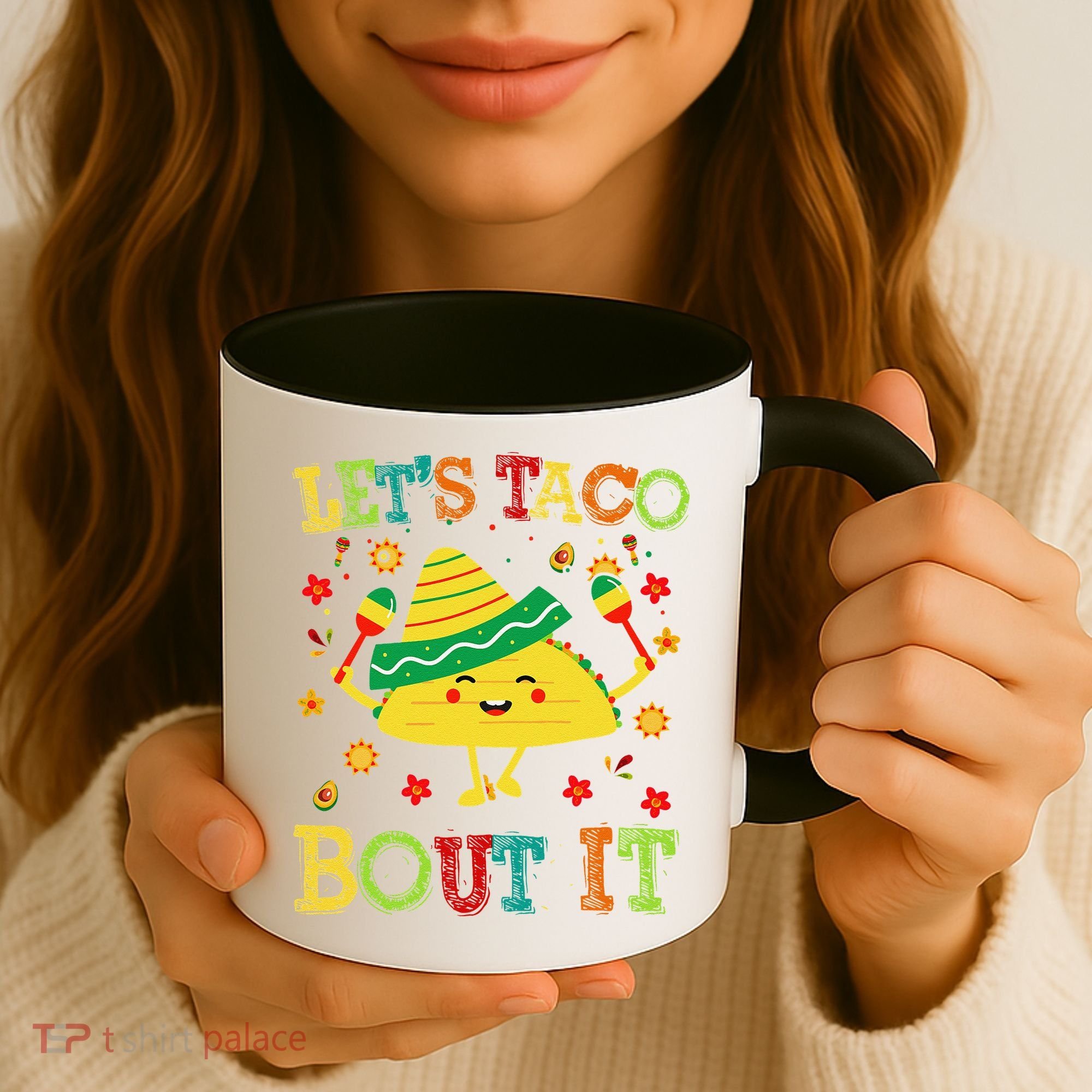 Cute Lets Taco Bout It Funny Mexican Taco Coffee Mug