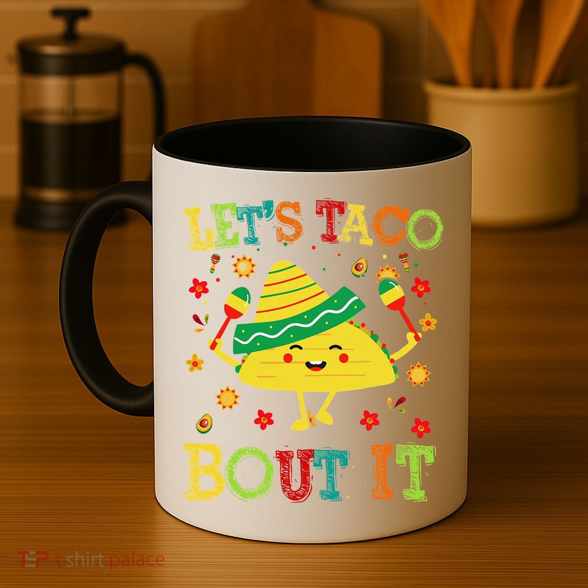 Cute Lets Taco Bout It Funny Mexican Taco Coffee Mug
