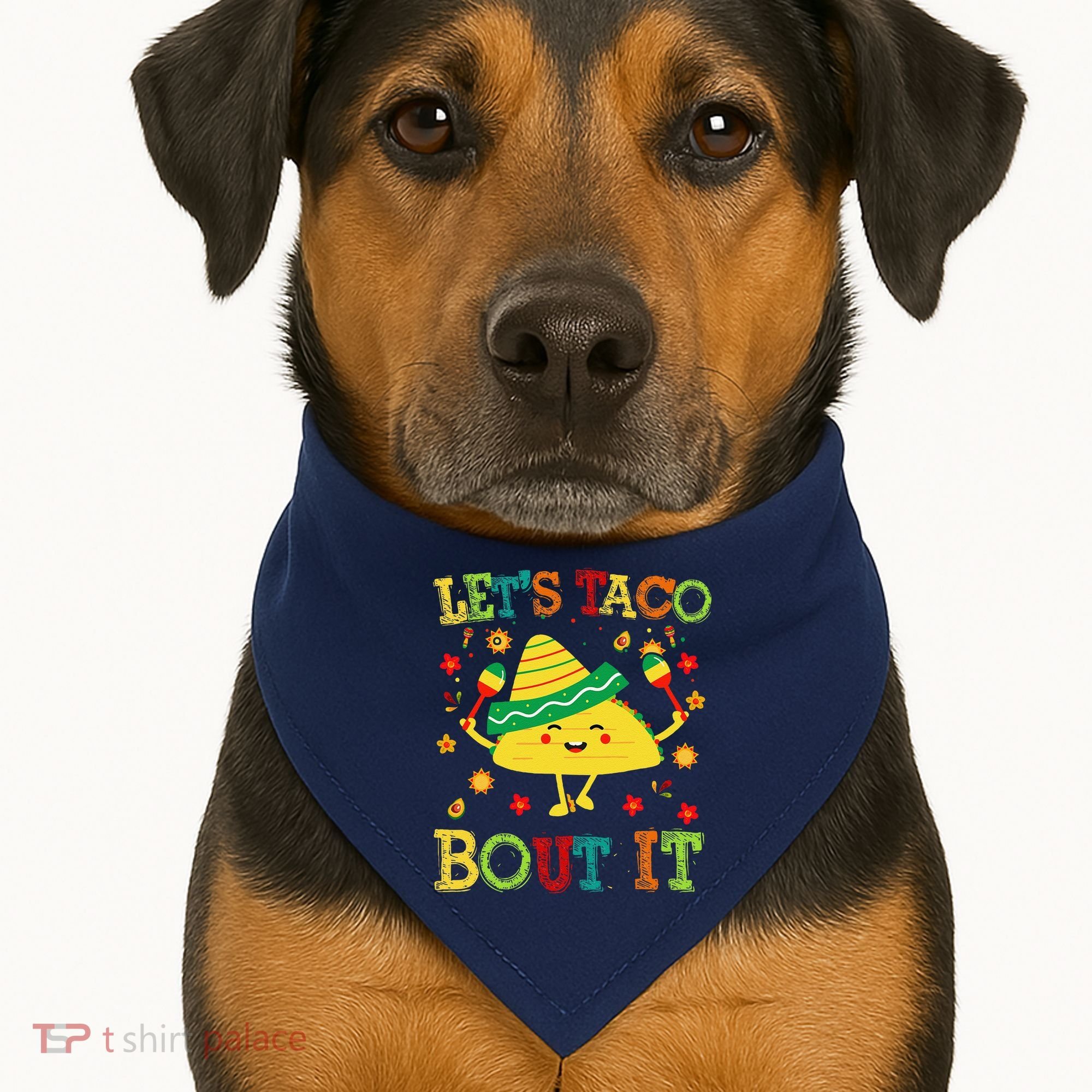 Cute Lets Taco Bout It Funny Mexican Taco USA-Made Doggie Bandana