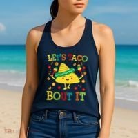 Cute Lets Taco Bout It Funny Mexican Taco Women's Tank Top thumb 2