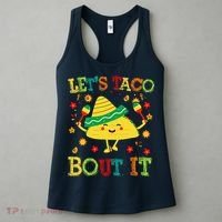 Cute Lets Taco Bout It Funny Mexican Taco Women's Tank Top thumb 3