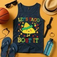 Cute Lets Taco Bout It Funny Mexican Taco Tank Top thumb 4
