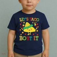 Cute Lets Taco Bout It Funny Mexican Taco Toddler T-Shirt thumb 2