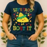 Cute Lets Taco Bout It Funny Mexican Taco Women's T-Shirt thumb 2