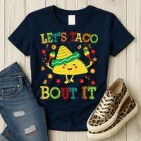 Cute Lets Taco Bout It Funny Mexican Taco Women's T-Shirt thumb 3