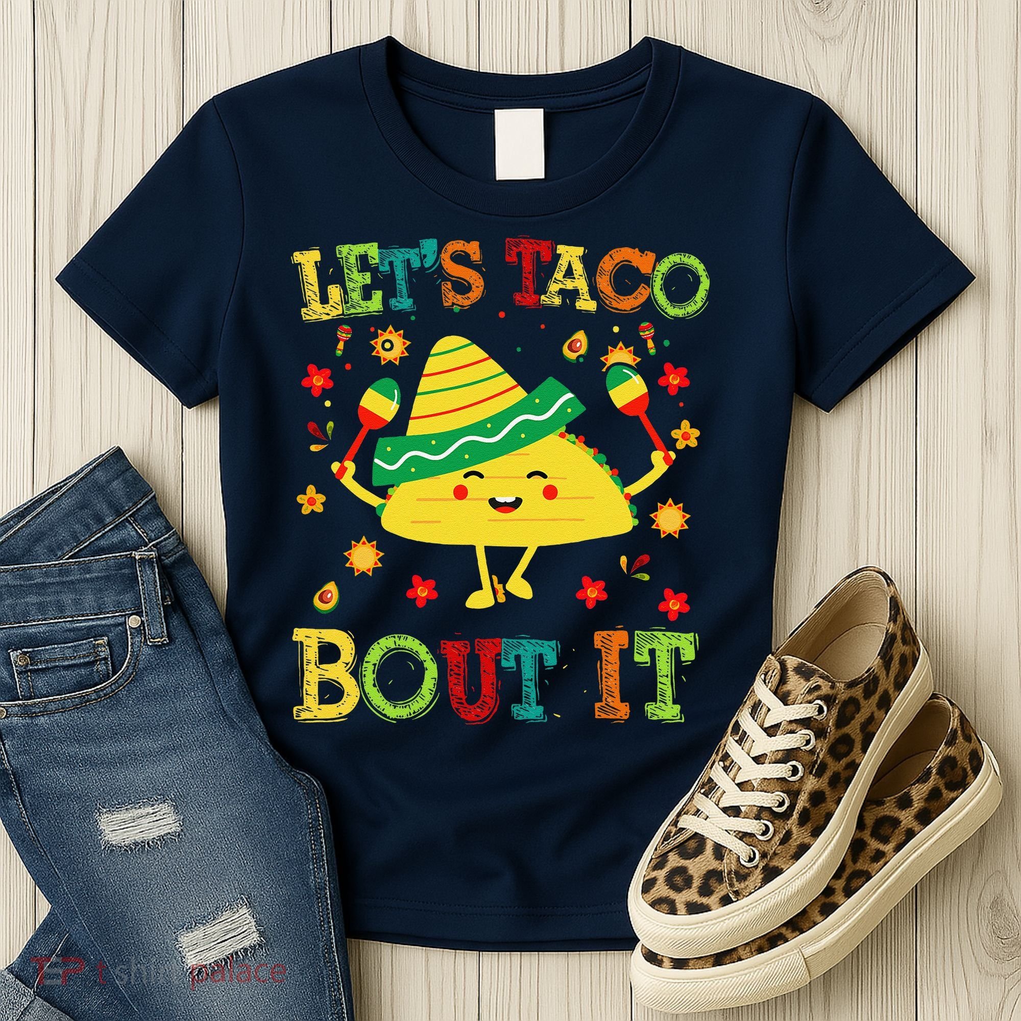 Cute Lets Taco Bout It Funny Mexican Taco Women's T-Shirt