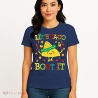Cute Lets Taco Bout It Funny Mexican Taco Women's T-Shirt thumb 4